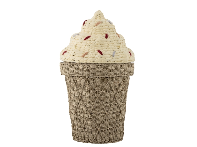 Bloomingville Mini Cillie Korb Mit Deckel, Natur, Wasserhyazinthe