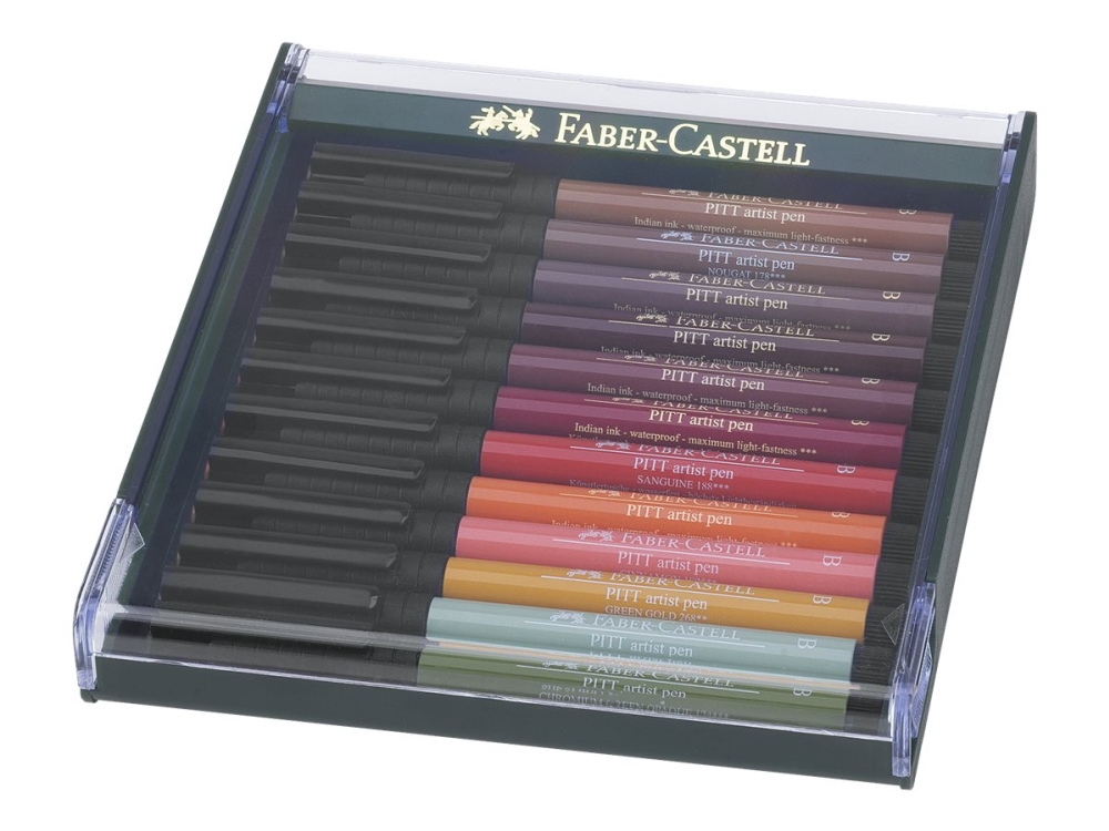 Faber-Castell PITT Artist Pen Earth tones - Penselpenna - permanent - blandfärger - india bläck (paket om 12) | Skrivredskap - Special Skrivredskap - Konstnärsprodukter | GameStuff