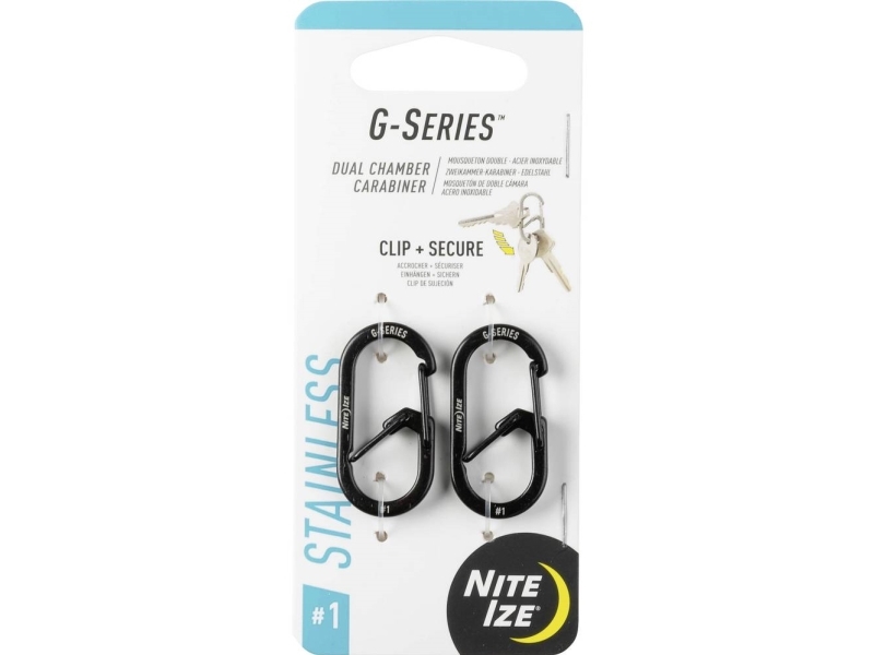 NITE Ize Nøgle-karabinhage NI-GS1-01-2R6 Sort 2 stk