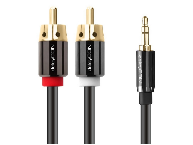 Deleycon 5M 3.5Mm - 2 X Rca M/M, 3.5Mm, Hanstik, 2 X Rca, Hanstik, 5 M, Sort