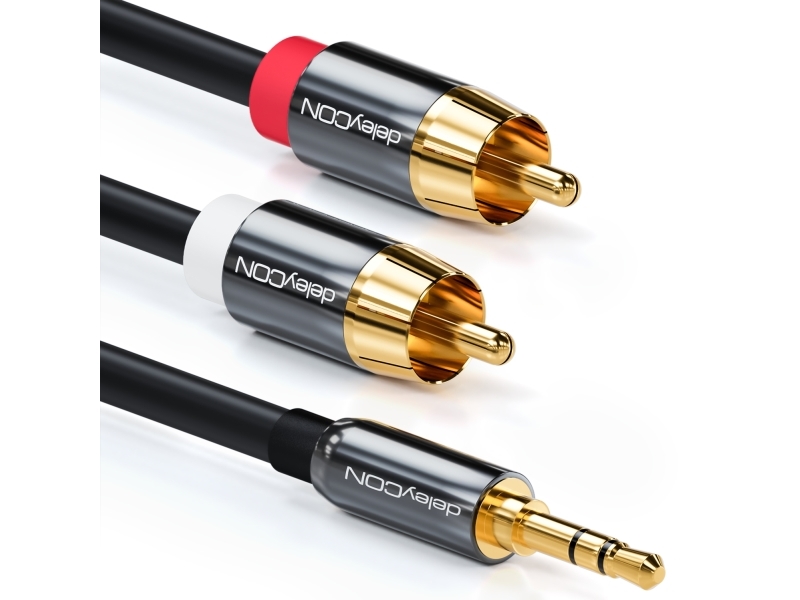 Deleycon Mk154, 3.5Mm, Hanstik, 2 X Rca, Hanstik, 1,5 M, Sort