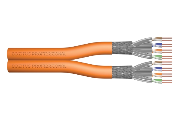 Digitus Cat 7 S/Ftp Data Cable - Installation Cable, 500 M, Duplex, Cca, 500 M, Cat7, S/Ftp (S-Stp), Orange