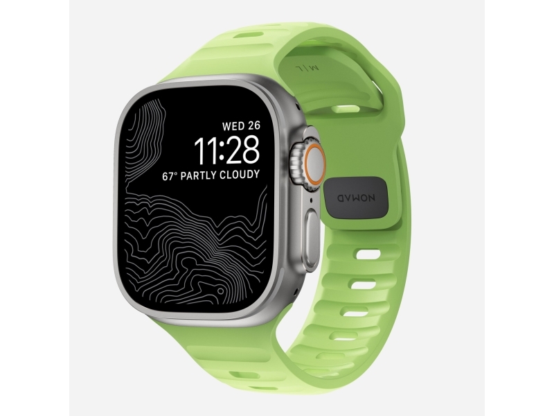 Nomad Sport Band, Band, SmartWatch, Lysegrøn, Apple, Ultra / 46mm, Gummi