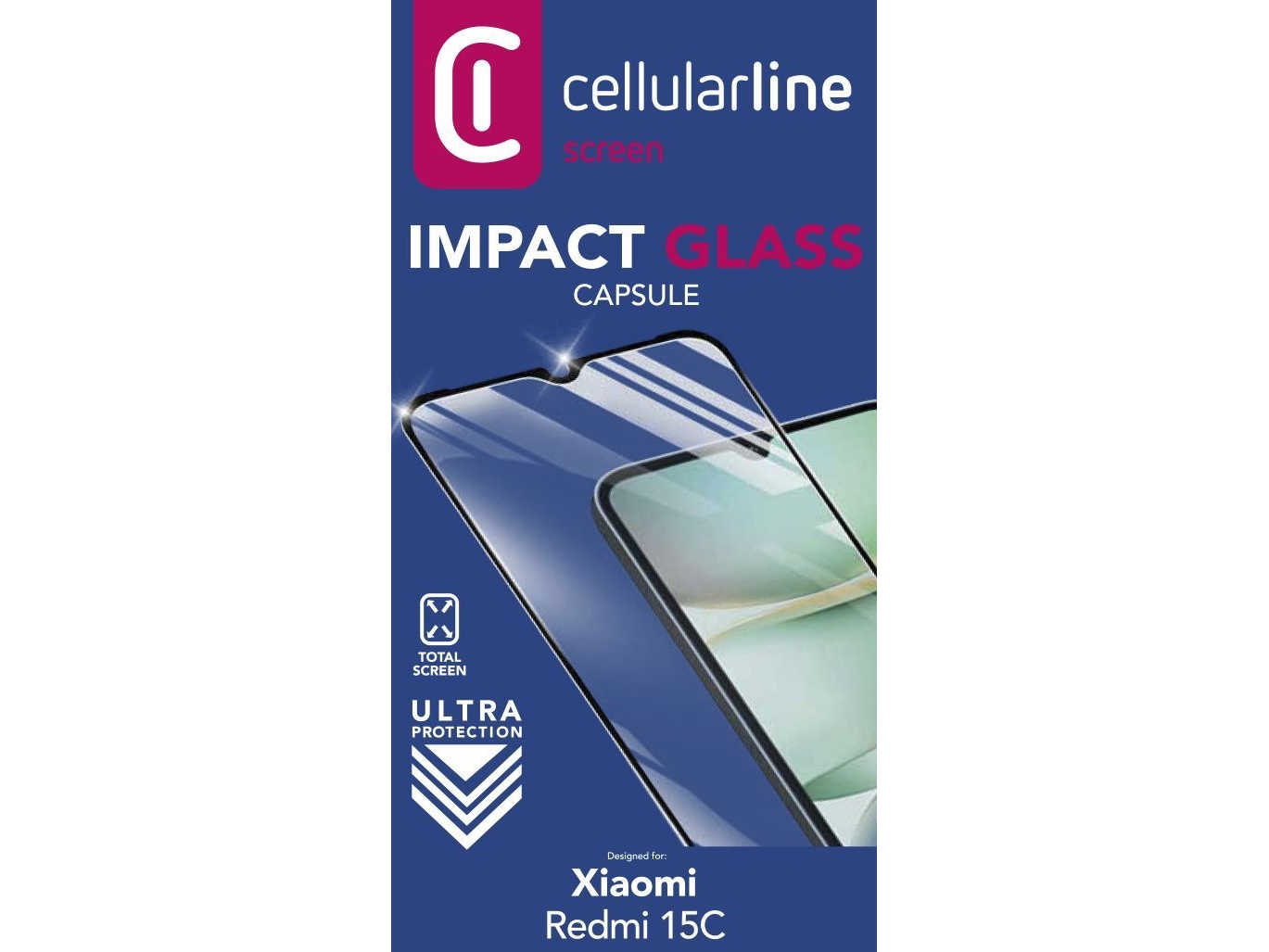 Cellularline Impact Glass Capsule - Redmi 15C, Redmi, 15C, Schlagfest, Kratzresistent, Transparent, 1 Stück(E)