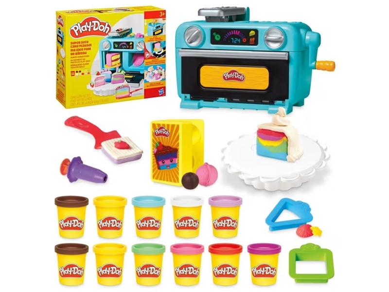 Play-Doh Super Slice Cake Play Kitchen Set, Knetmasse-Spielset, Mehrfarbig, Kind, 18 Stück(E), Kunststoff-Topf, Junge/Mädchen