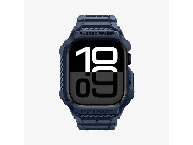 Spigen Rugged Armor Pro 2, Etui + Bånd, Smartwatch, Marineblå, Apple, Apple Watch 10/11 (42Mm), Termoplastisk Polyurethan (Tpu)