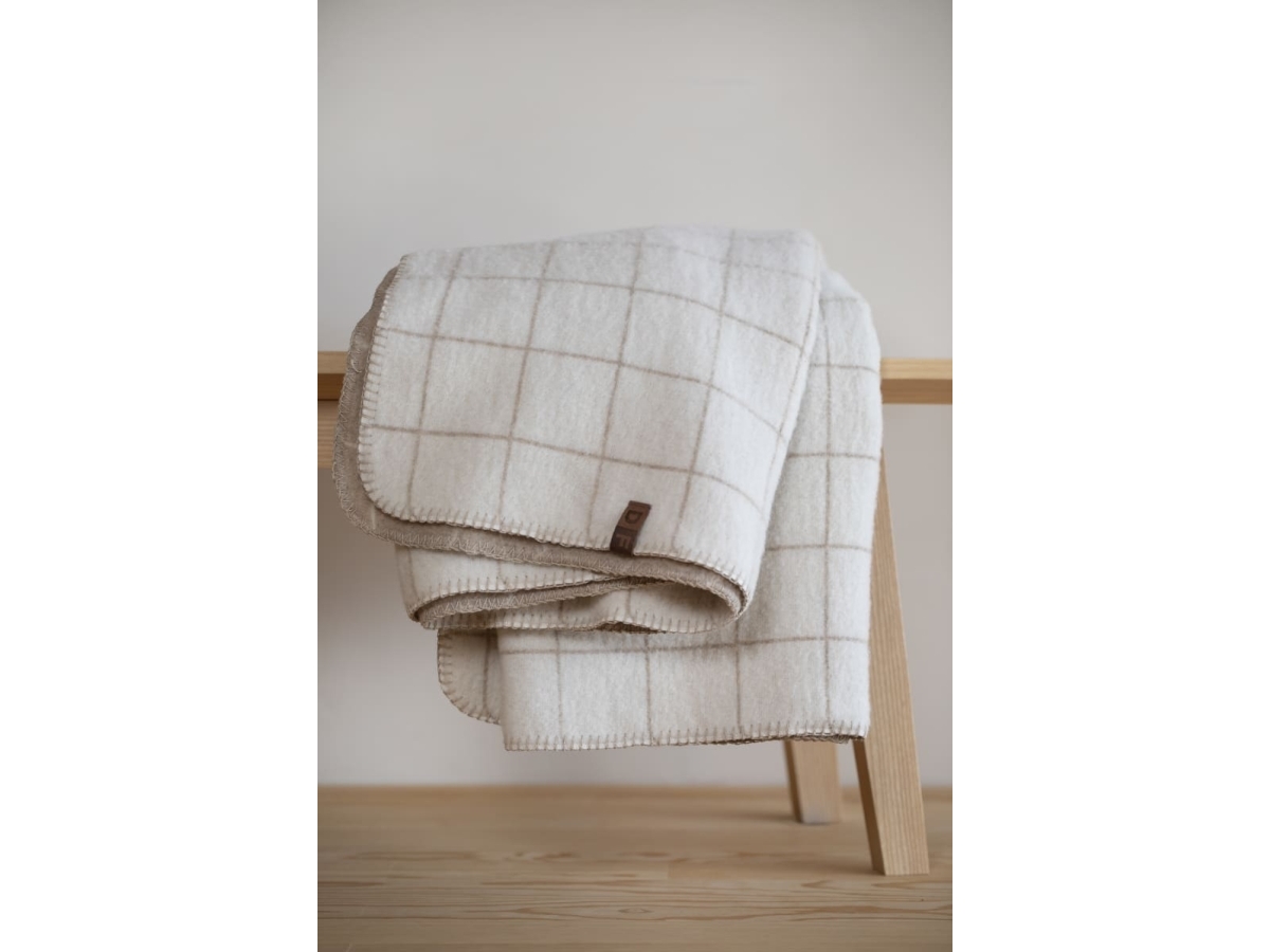 Fussenegger Merano Wool-Blend Throw "Checkered" Ecru 160X200 Cm