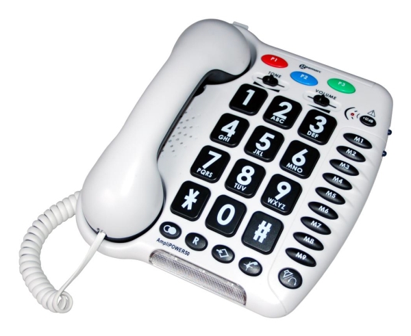 Geemarc Telecom AmpliPOWER 50, Analog telefon/DECT-telefon, Kabelanslutet och fjärrstyrt handset, Högtalartelefon, 50 poster, Namn och uppringnings-ID, Vit | Tele & GPS - Fast & IP telefoner - Fasta telefoner | GameStuff