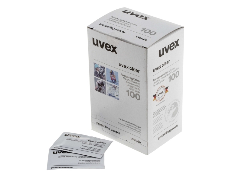 Uvex rengöringsservetter för glasögon - silikonfria för alla linser, individuellt förpackade, låda med 100 st | Rengöring - Avtorkning - Trasor och liknande - Trasor | GameStuff