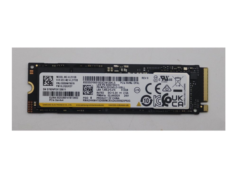 Samsung - Ssd - Krypteret - 512 Gb - Intern - M.2 2280 - Pcie 4.0 X4 (Nvme) - Tcg Opal Verschlüsselung