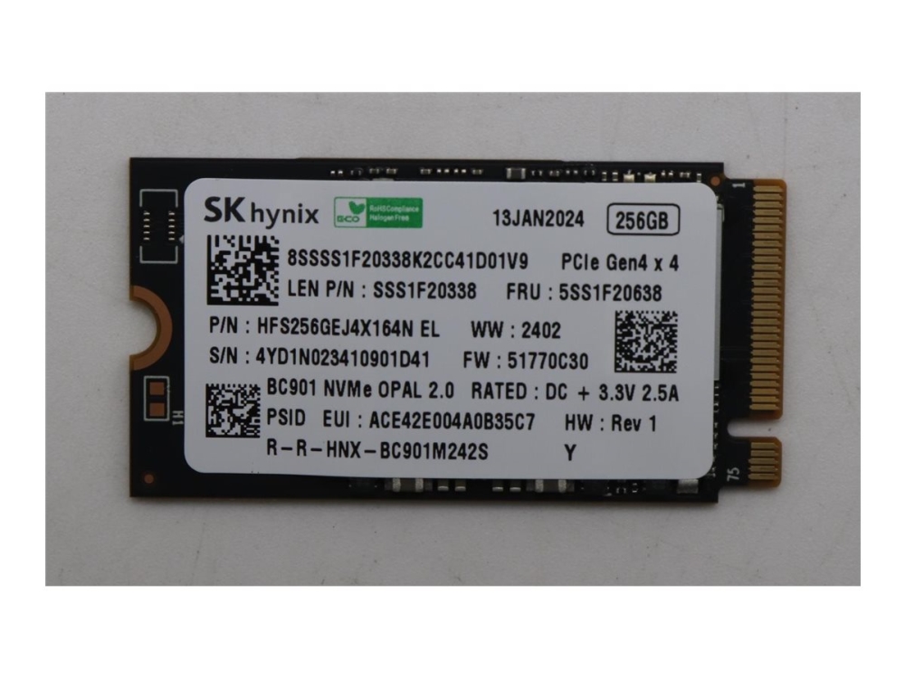 Sk Hynix - Ssd - Krypteret - 256 Gb - Intern - M.2 2242 - Pcie 4.0 X4 (Nvme) - Tcg Opal Encryption 2.0