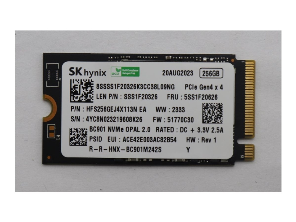 Sk Hynix - Ssd - Krypteret - 256 Gb - Intern - M.2 2242 - Pcie 4.0 X4 (Nvme) - Tcg Opal Encryption 2.0 - Für A100 F0j6 Thinkcentre M75q Gen 2 11Jn V1