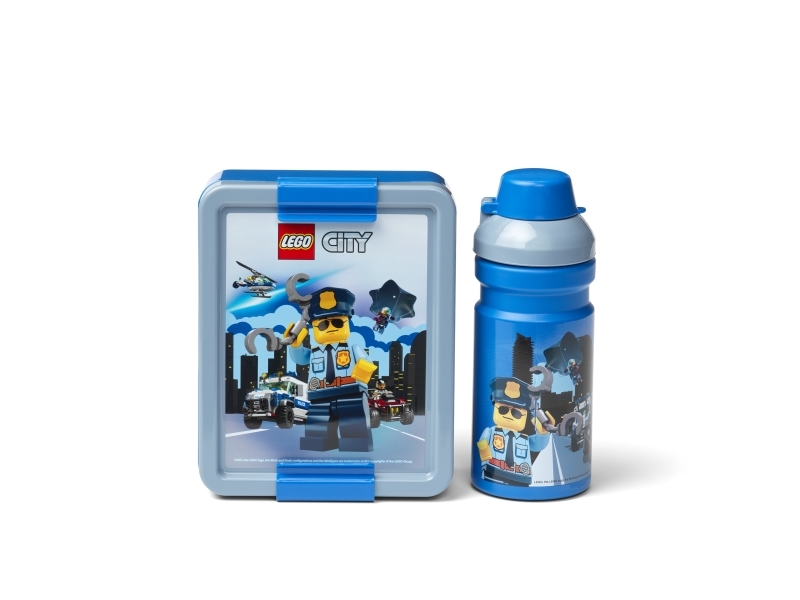 Lego Trinkflasche + Brotdose Lunch Set City, Blau Trinkflasche Mit Silikonschnabel & Semitransparenter Kappe, - 1 Stück (40581735)