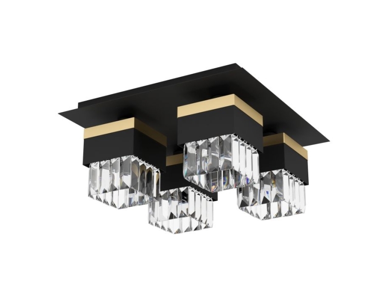 Eglo Barrancas Decke 4L/E14 Schwarz/Gold/Kristall