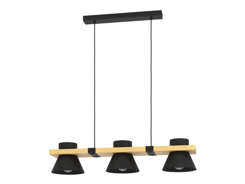 EGLO MACCLES, Svart, Brun, Stål, Trä, Universal, IP20, I, E27 | Belysning - Inomhusbelysning - Taklampa & Pendellampa | GameStuff