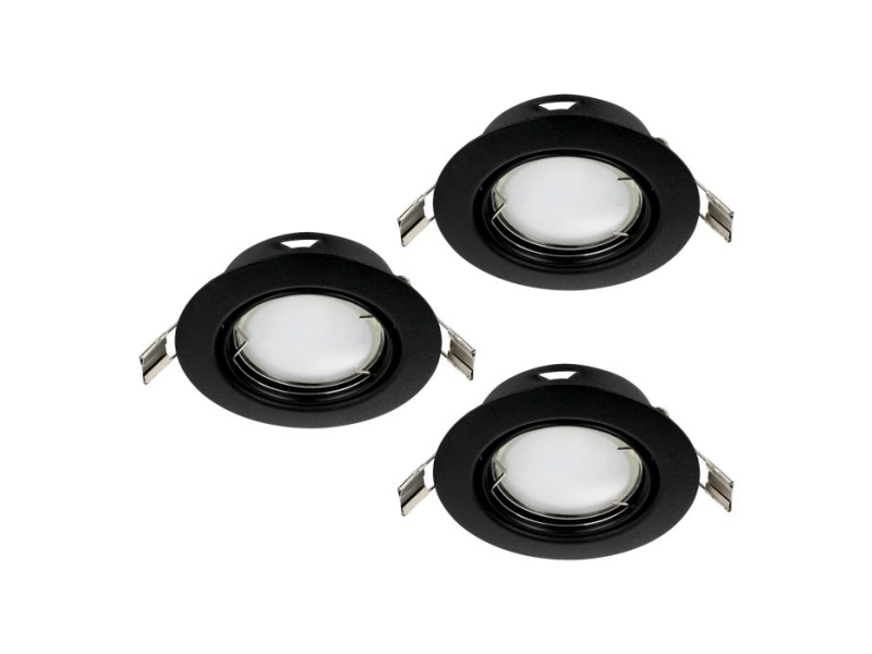 EGLO PENETO indbygningsspot Ø78 mm, LED 4,6W 3000K, 3-pak, sort