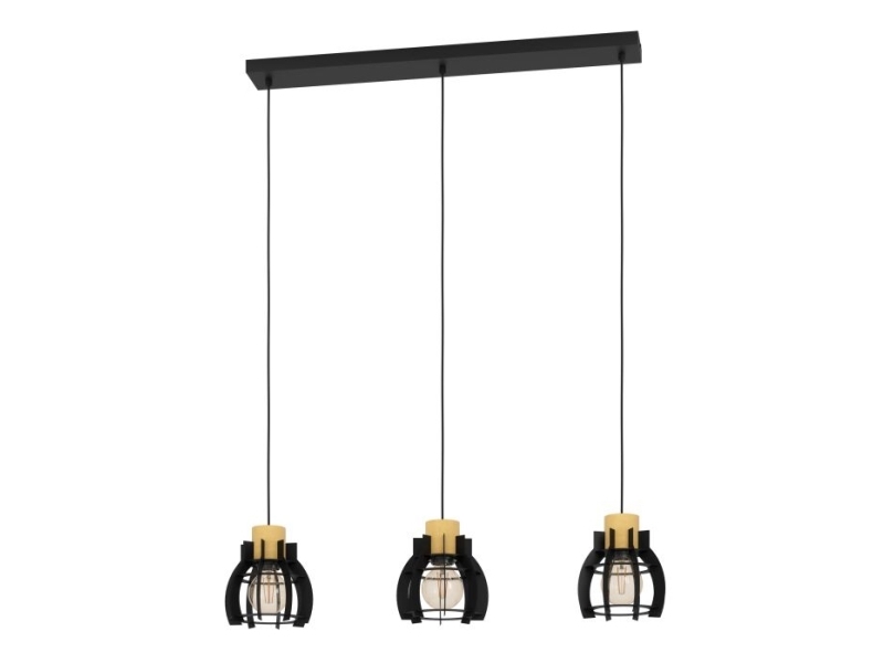 EGLO STILLINGTON 1, Svart, Brun, Stål, Trä, Universal, IP20, I, E27 | Belysning - Inomhusbelysning - Taklampa & Pendellampa | GameStuff