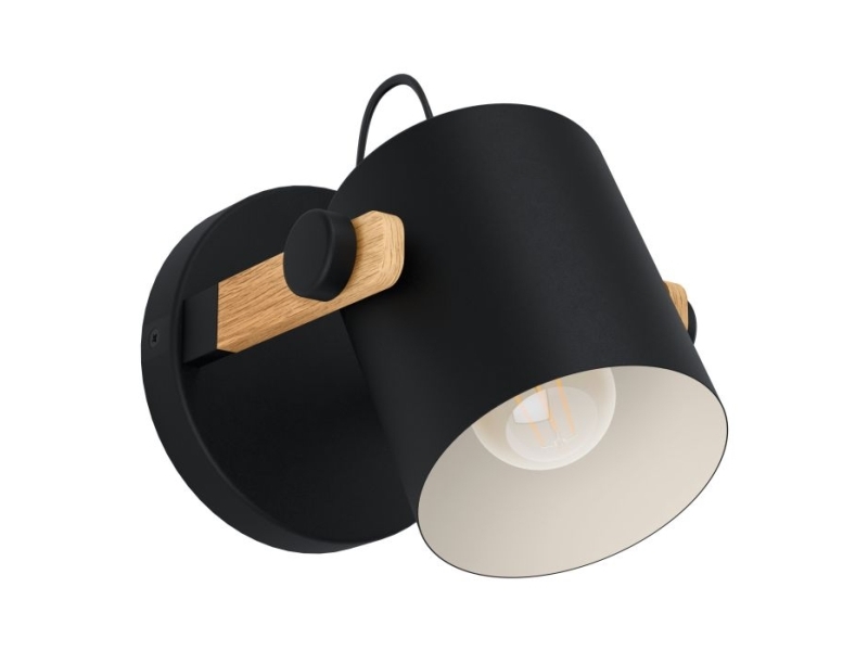 EGLO HORNWOOD vägglampa i svart och FSC-godkänt trä | Belysning - Inomhusbelysning - Vägglampa | GameStuff