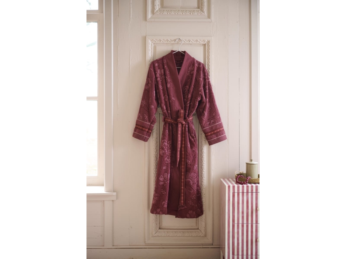 PIP Studio PIP Jasmin Jacquard Bathrobe Dark Pink S | Baby & barn - Dusch - Badrock för vuxna | GameStuff