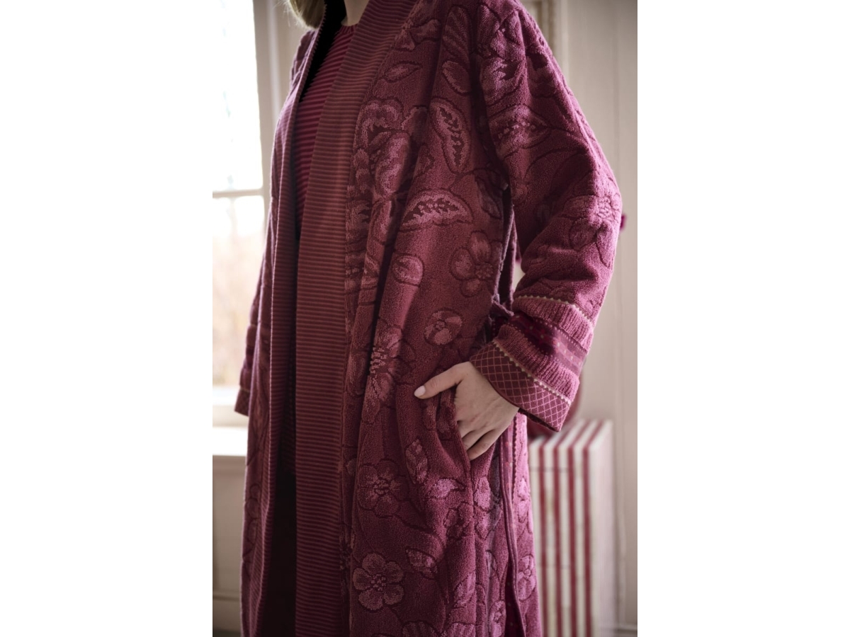 Pip Studio Pip Jasmin Jacquard Bathrobe Dark Pink L