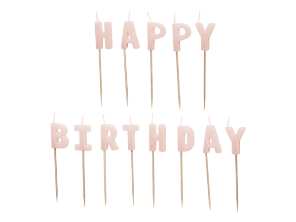 Lyserød Happy Birthday Kagelys
