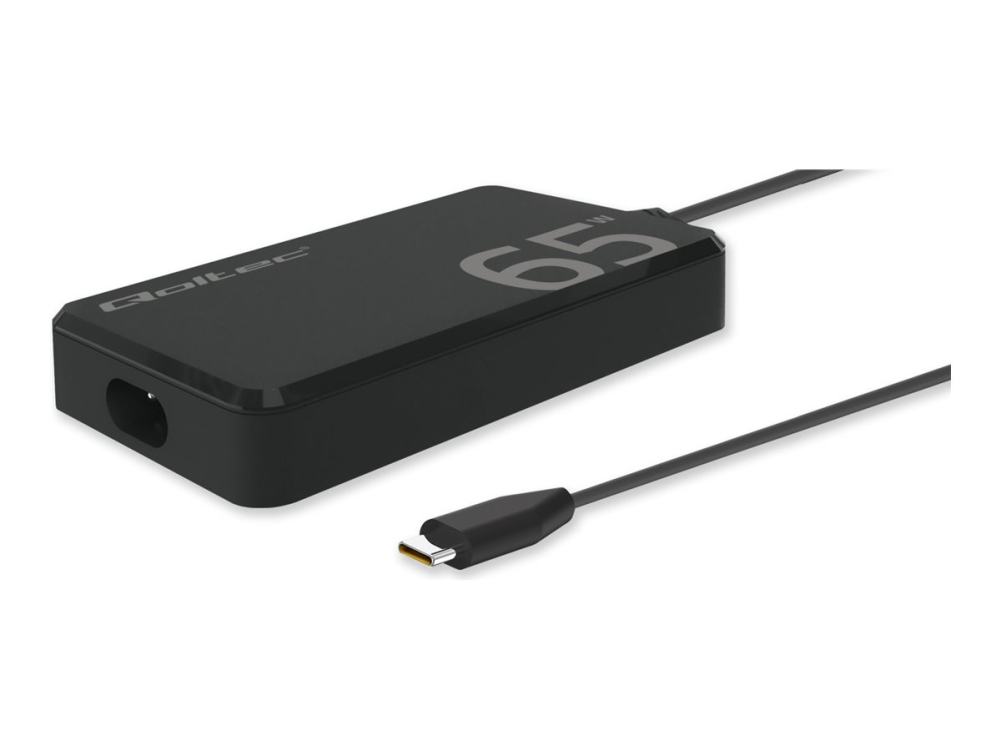 Qoltec - USB-C strömadapter - GaN, super snabb, slank, Power Delivery - AC 220-240 V - 65 Watt - svart | Datortillbehör - Laddare & Batterier - Övriga nätaggregat | GameStuff