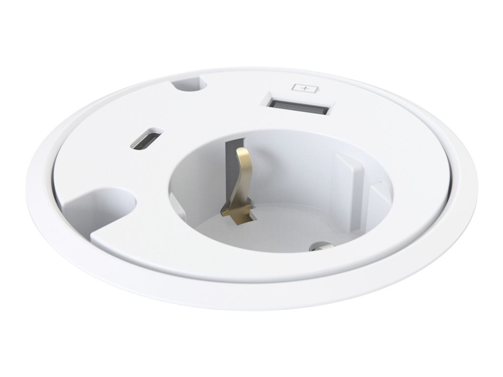 Forming Function Powerdot 16 | 1 Socket Type F, 1 Usb-C Port, 1 Usb-A Charger 12W, 2 Cable Grommet | White