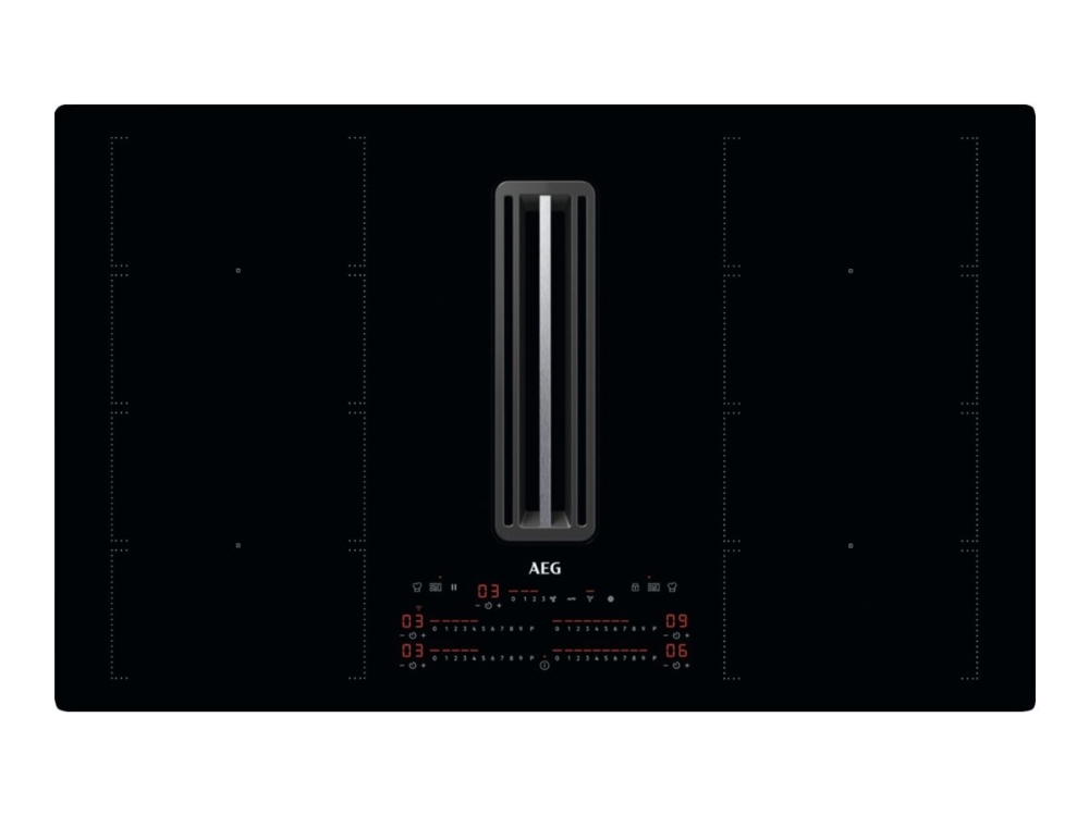 AEG CCE84779CB - Induktions kogeplade - 4 plader - Niche - bredde: 78 cm - dybde: 49 cm - Klasse A+ - sort med nedtræksudstødning (ekstraktion og recirkulation)