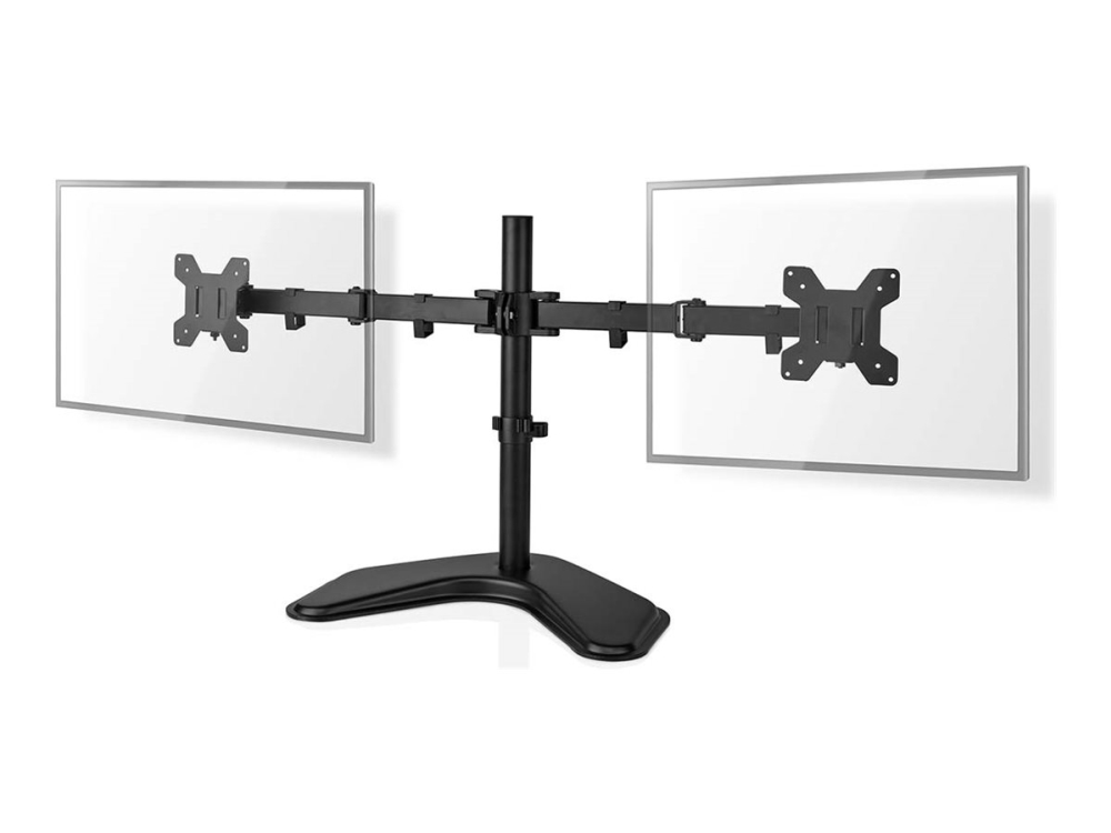 Nedis - Monteringssæt (Skærmmontering) - Fuld Bevægelse - For 2 Lcd / Plasmapaneler - Metal, Abs Plastic - Sort - Skærmstørrelse: 15"-32" - Skrivebor