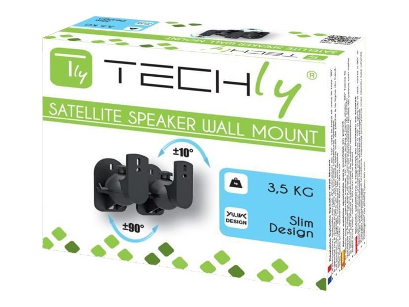Techly Ica-Sp Ss28 - Monteringssæt - For Højttaler(E) - Plastik - Sort - Vægmonterbar (Pakke Med 2)