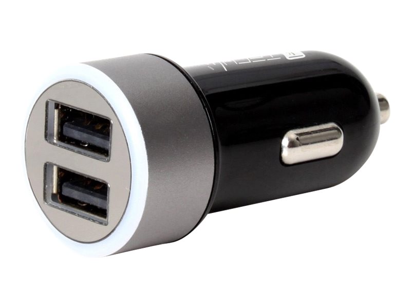 Techly - Strømadapter Til Bilen - 24 Watt - 4,8 A - 2 Udgangsstik (Usb) - Sort Og Grå