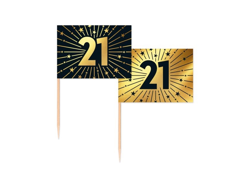 Gold- Und Schwarze Kuchen-Flaggen 21, 50 Stk