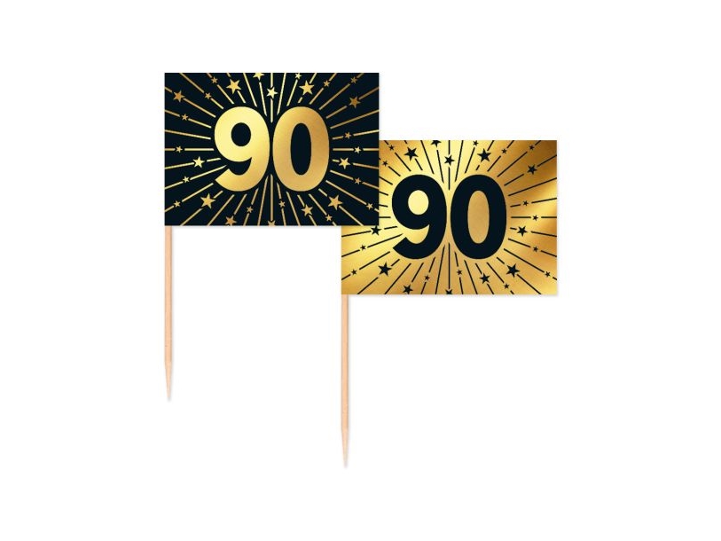 Party Farben: Gold Und Schwarz Tortenflaggen 90, 50 Stk