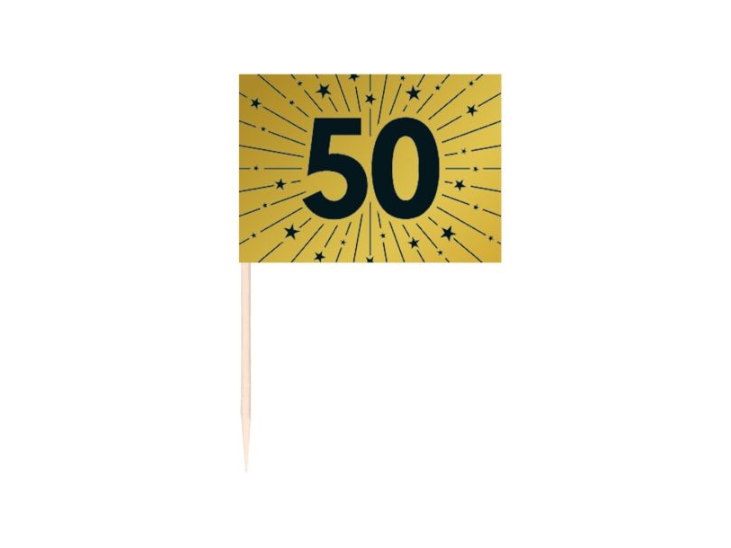 Guld 50 Kageflag, 50 Stk