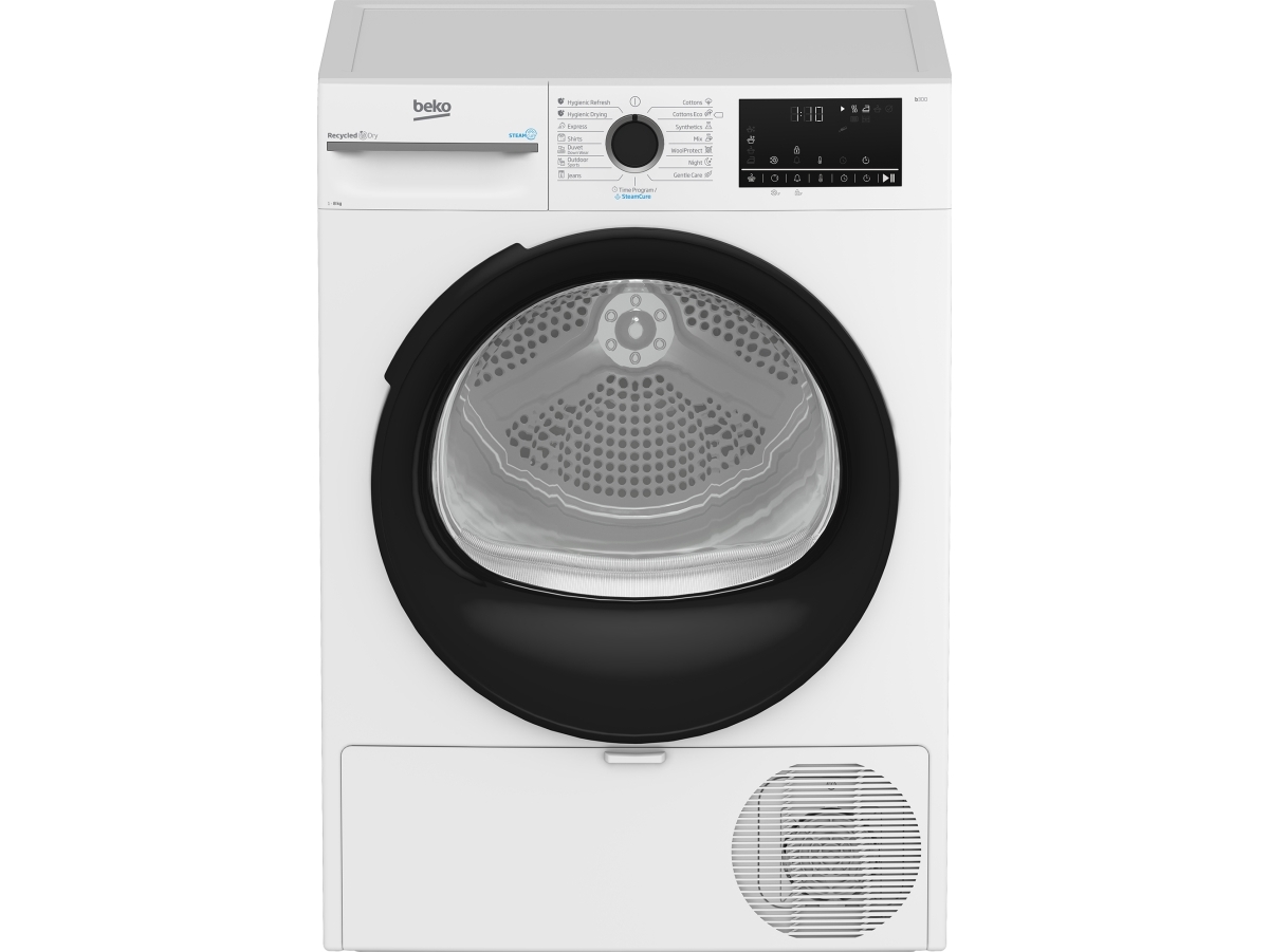 Beko BM3T48249W, Fristående, Frontmatad, Värmepump, Vit, Knappar, Rotations-, Röra, Höger | Vitvaror - Tvätt & torkning - Torktumlare | GameStuff