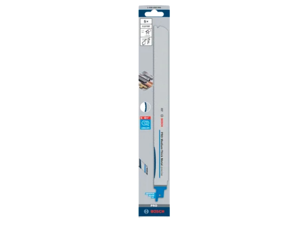Bosch 2 608 658 996, Klinge Til Stiksav, Metal Uden Jern, Profil, High Carbon Steel (Hcs), Rustfrit Stål, 30 Cm, 5 Stk