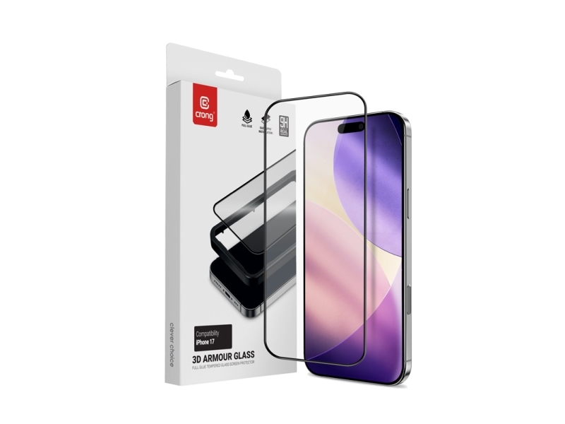 Crong 3D Armour Glass, Apple, iPhone 17, Ridseresistent, Splintfri, 1 stk