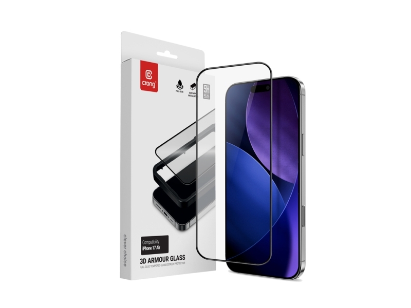Crong 3D Armour Glass, Apple, iPhone Air, Saltvandsbestandig, Ridseresistent, Splintfri, 1 stk