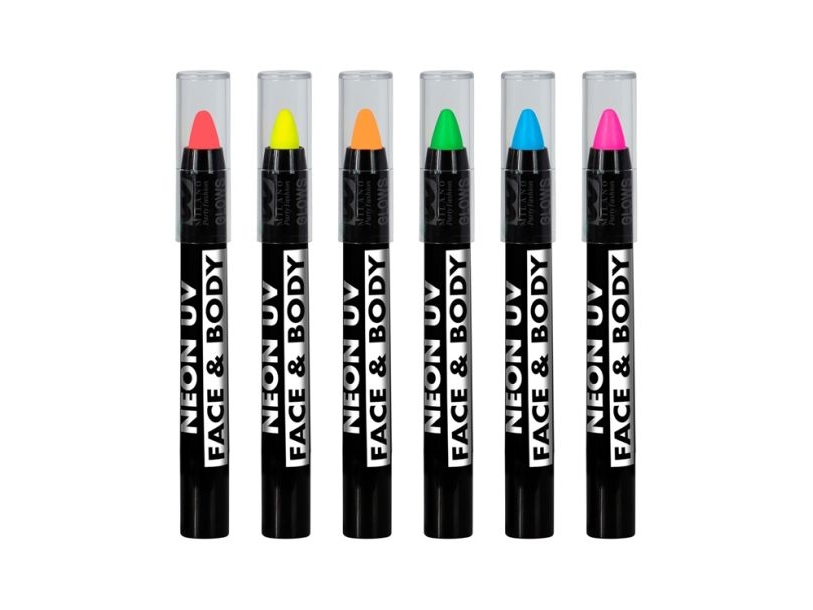 Neon UV sminkestift sæt, 6 stk