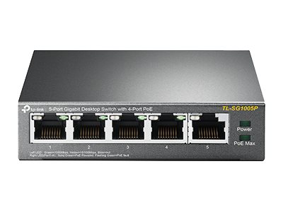 Tp-Link Tl-Sg1005p - Switch - Ikke Administreret - 4 X 10/100/1000 (Poe) + 1 X 10/100/1000 - Desktop - Poe (56 W)