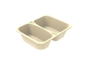 Tablett 2-Kammer 2227-2I 227X178x60 Mm 850/640 Ml Cpet Creme, 288 Stück/Ckg