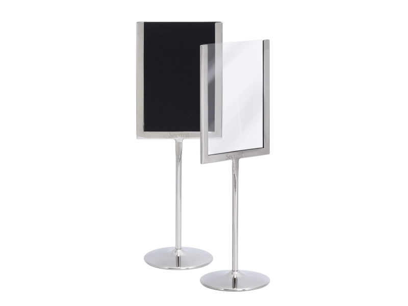 Securit A6 Menükartenhalter Mit Kreidetafel Und Acryl-Einsatz, Verchromt/Klar/Schwarz
