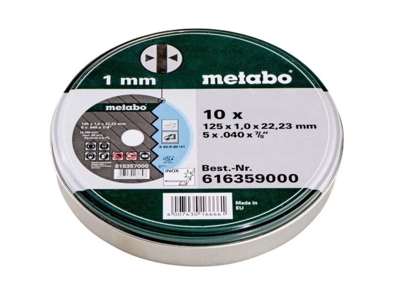 METABO METALLMÅL 125 × 1,0 × 22mm INOX /10st BOX | Elverktyg - Prof. Akku verktyg - Murhammare | GameStuff