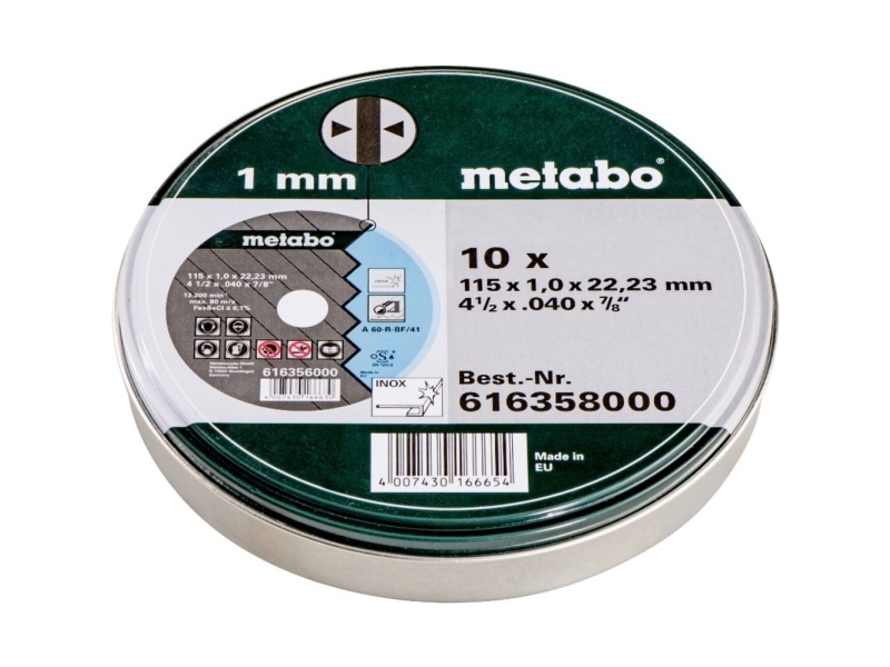 Metabo skärskiva 616398000 115 mm 22,23 mm 10 st | Verktyg & Verkstad - Handverktyg - Tillbehör til Handverktyg | GameStuff