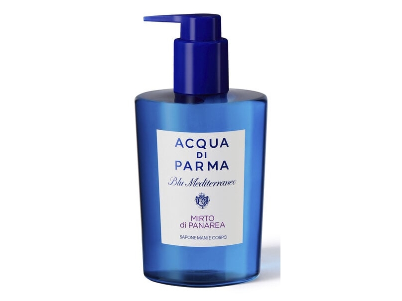 Acqua Di Parma Blu Mediterraneo Mirto Di Panarea, Hænder Og Krop, Flydende Sæbe, Pumpeflaske, Rengøring, Fugte, Blødgørende, Basilikum, Bergamot, Cit