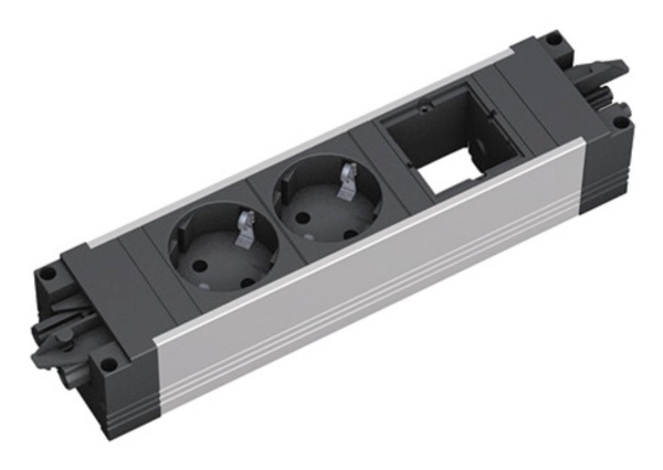 Bachmann 906.09528, Indendørs, Ip20, Aluminium, Anthracit, Sølv, 2 Ac Stikkontakt(Er), 250 V