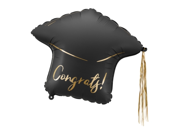Partydeco Fb281, Toy Balloon, Foil, Black, Monochromatic, Congratulations, Universal
