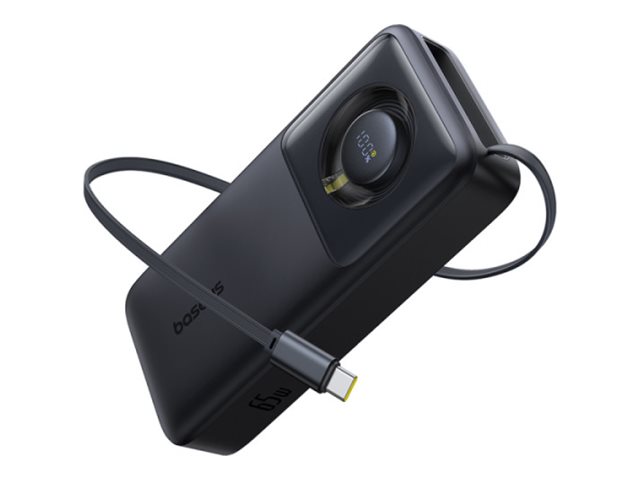 Baseus Powerbank Free2pull 20000Mah 65W + Integriertes Usb-C Kabel 70Cm (Schwarz)
