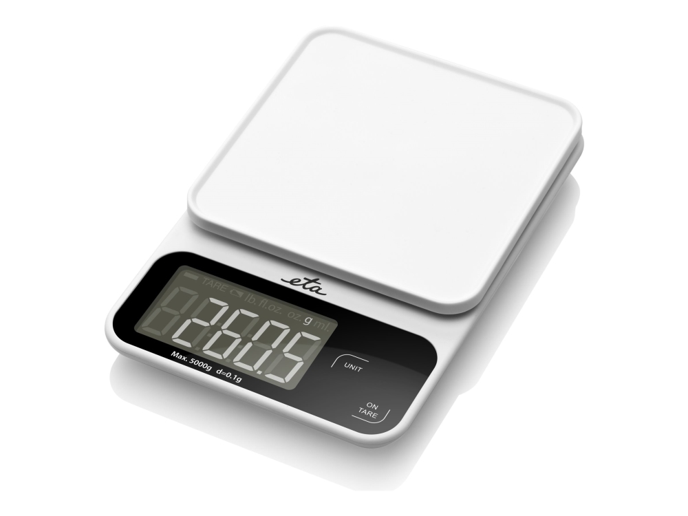 Eta Popi, Elektronische Küchenwaage, 5 Kg, 1 G, Weiß, Arbeitsplatte, Rechteck