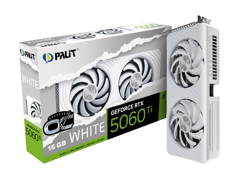 Palit Oc - Grafikkort - Geforce Rtx 5060 Ti - 16 Gb Gddr7 - Pci Express 5.0 - 3 X Displayport, Hdmi - Hvid